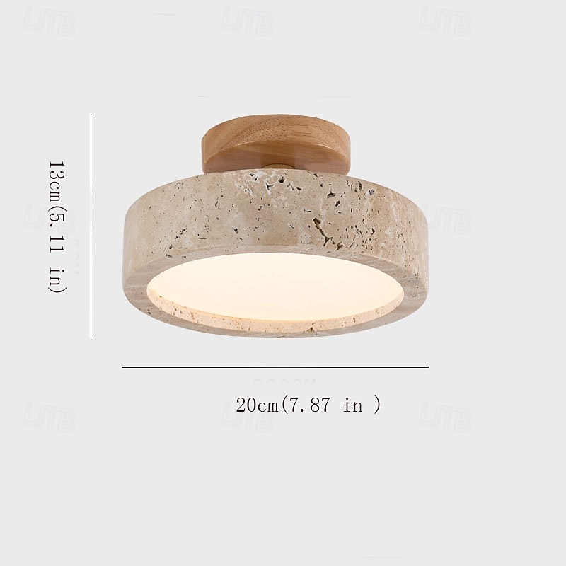 armatuur Japanse wabi-sabi 1 lichtpunt E26 natuurlijk geel travertin plafondlamp Scandinavische crème stijl massief houten voet plafondlampen b &b entreehal gangpad ingang balkon plafondverlichting 2026 - $175.99 –P5