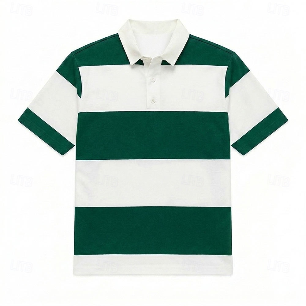 Per uomo Strisce orizzontali Polo da rugby Manica Corta Magliette polo Bavero Casual Athleisure Abbigliamento quotidiano Stampa 3D Bottoni Primavera & Estate Blu Rosso 3 Giallo del 2026 a $22.99 –P4