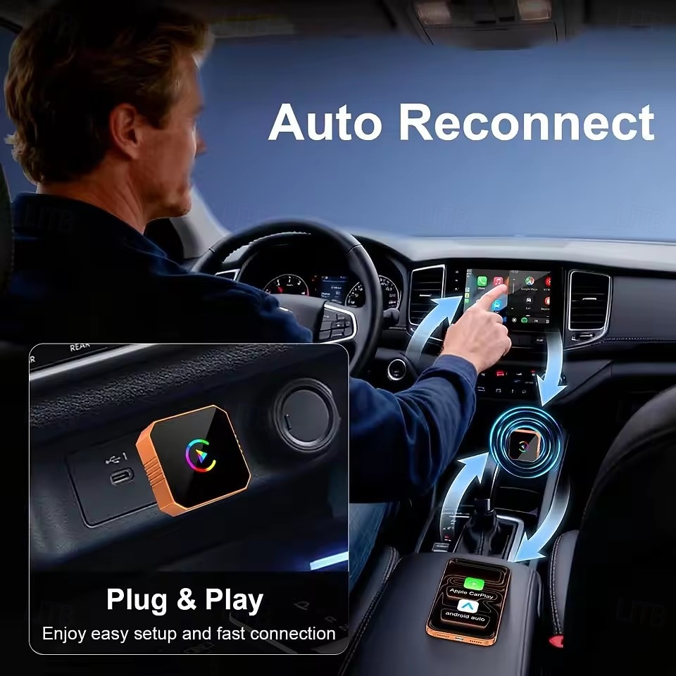 2-in-1 draadloze CarPlay- en Android Auto-adapter, draadloze CarPlay-dongle voor auto's met bedrade CarPlay, stekker &Speel Android Auto met draadloze adapter, snel &Stabiele 5 GHz wifi, automatische 2026 - $36.99 –P8