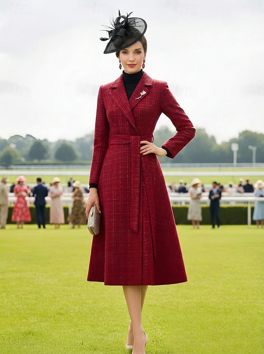 فستان حفلة شاي بطول A-Line، فستان كوكتيل، فستان ضيوف الزفاف، فستان والدة العروس، فستان بأكمام طويلة، ياقة على شكل V، أنيق، عتيق، حفلة رسمية مع الترتر 2026 - $109.99 –P1