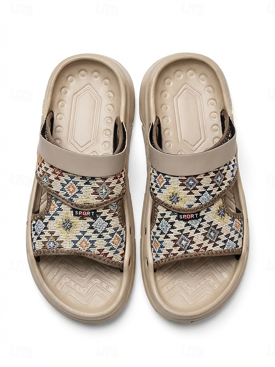 Men's Beige Snakeskin Print Slide Sandals Open-Toe Casual Summer Footwear Lightweight Comfort Shoes for Beach Vacation, Resort Wear, Travel, Poolside Relaxing and Daily Leisure 2026 - $34.99 –P3