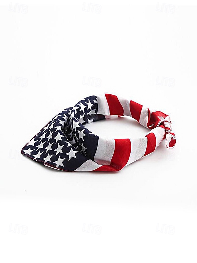 Dwuczęściowy zestaw bandany damskiej w stylu boho z bawełny z amerykańską flagą, uniwersalny szal na głowę i komin na 250. rocznicę USA, Dzień Niepodległości, festiwale i codzienny ubiór 2026 - $9.99 –P11