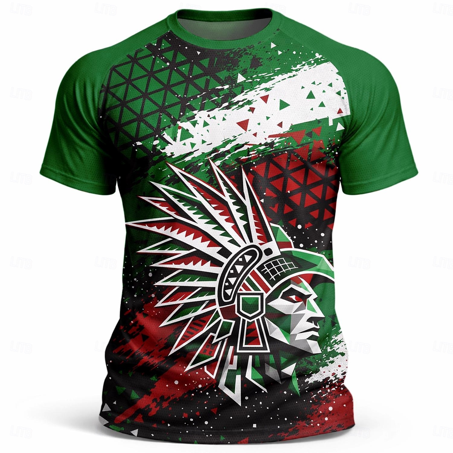Camiseta de fútbol para hombre inspirada en México: camiseta gráfica verde, blanca y roja para aficionados, con tejido de malla transpirable de secado rápido y protección UPF 50+ para la temporada de 2026 - $18.99 –P2