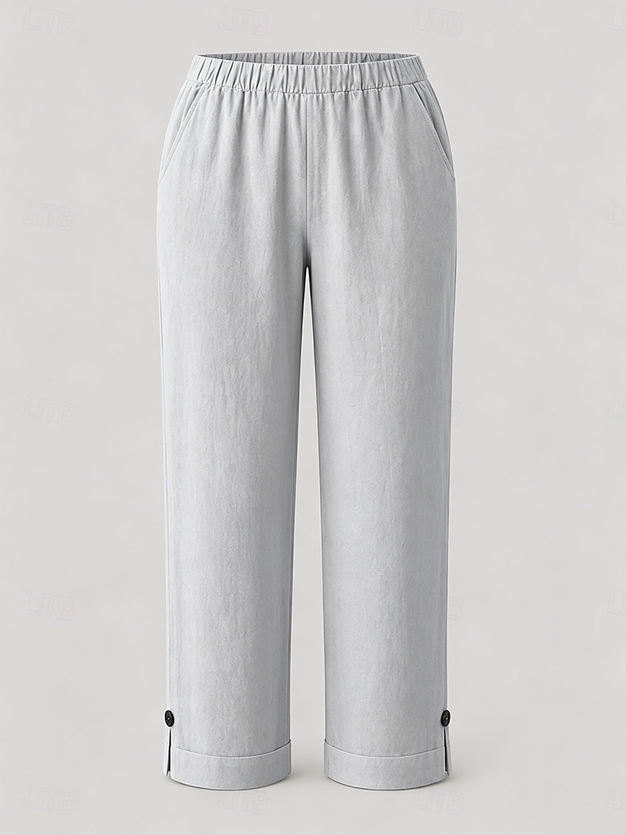 Femmes Pantacourt Chino Longueur cheville Naturel Couleur Unie Avec Poches Confortable Non Elastique Décontracté Quotidien Noir Blanche Rose Claire Vert foncé Printemps Automne Coupe Ample de 2026 ? $19.99 –P3