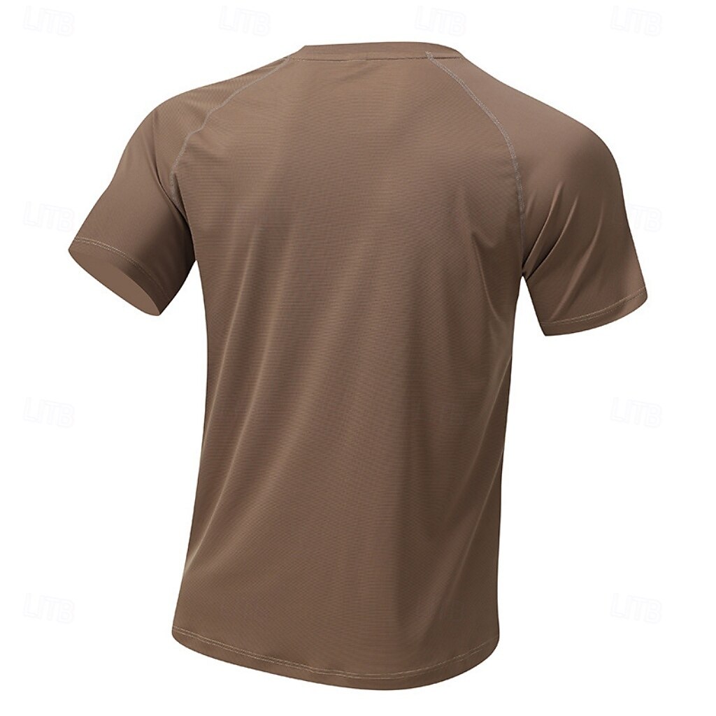 Hombre Camiseta Camisa manga corta Camiseta superior Manga Corta Cuello Barco Verano Primavera Color sólido Ropa de calle Elegante Básico Secado rápido Delgado Diario Exterior Vacaciones Café 2026 - $21.99 –P13