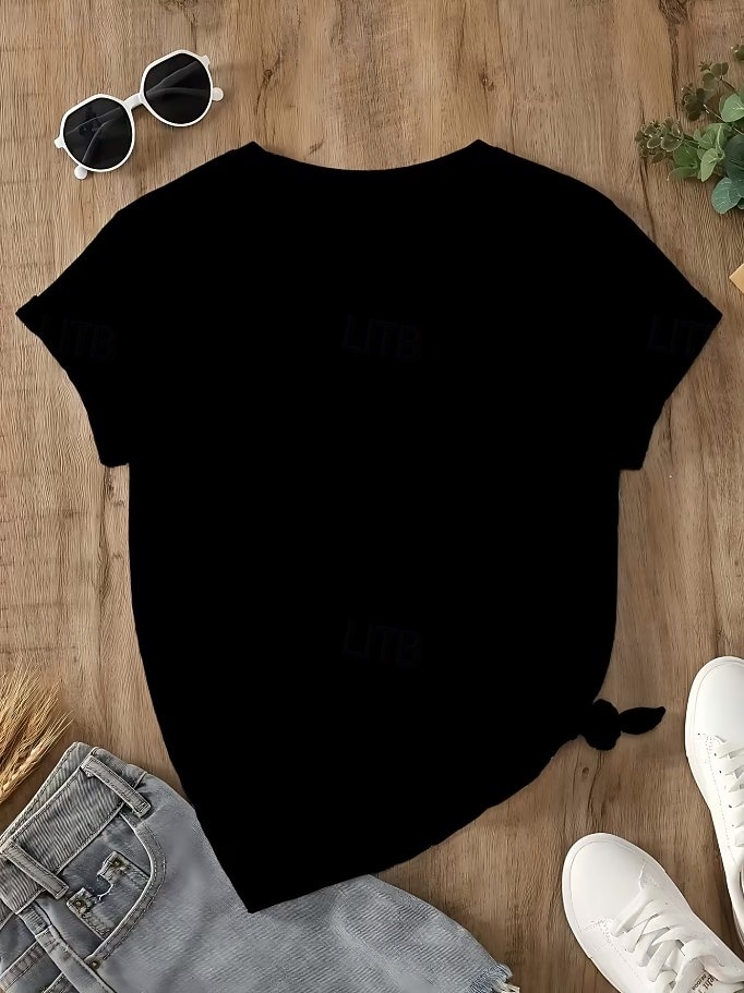 Easter Women's T Shirt Print Graphic Animal Cartoon Fashion Stylish Classic Short Sleeve Crew Neck Regular Tops Casual Daily Weekend Blue Light Beige Black Pink Purple Summer Spring 2026 - $21.99 –P3