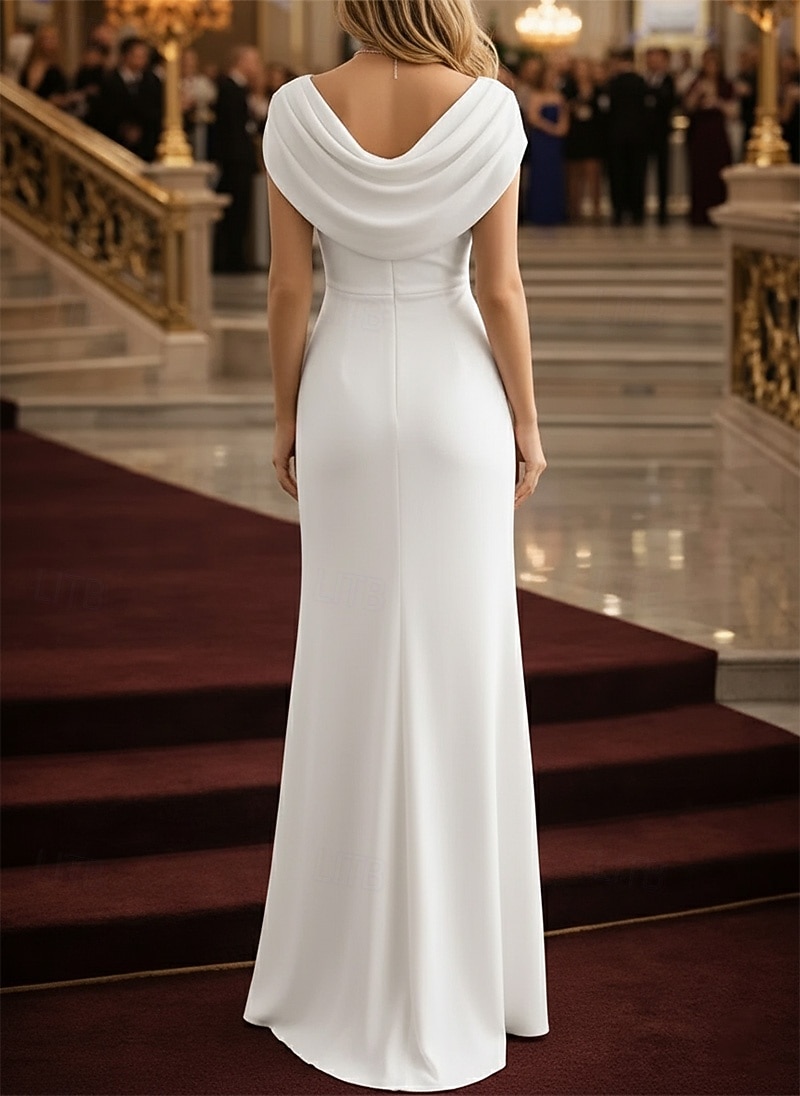 Linea ad A Tubino Colonna Lunghezza al pavimento Abito da Sera Elegante Floreale Senza Maniche Scollo a Cascata Matrimonio Formale Tasca Tessuto Elasticizzato Tessuto Lurex con Arricciato del 2026 a $171.99 –P2