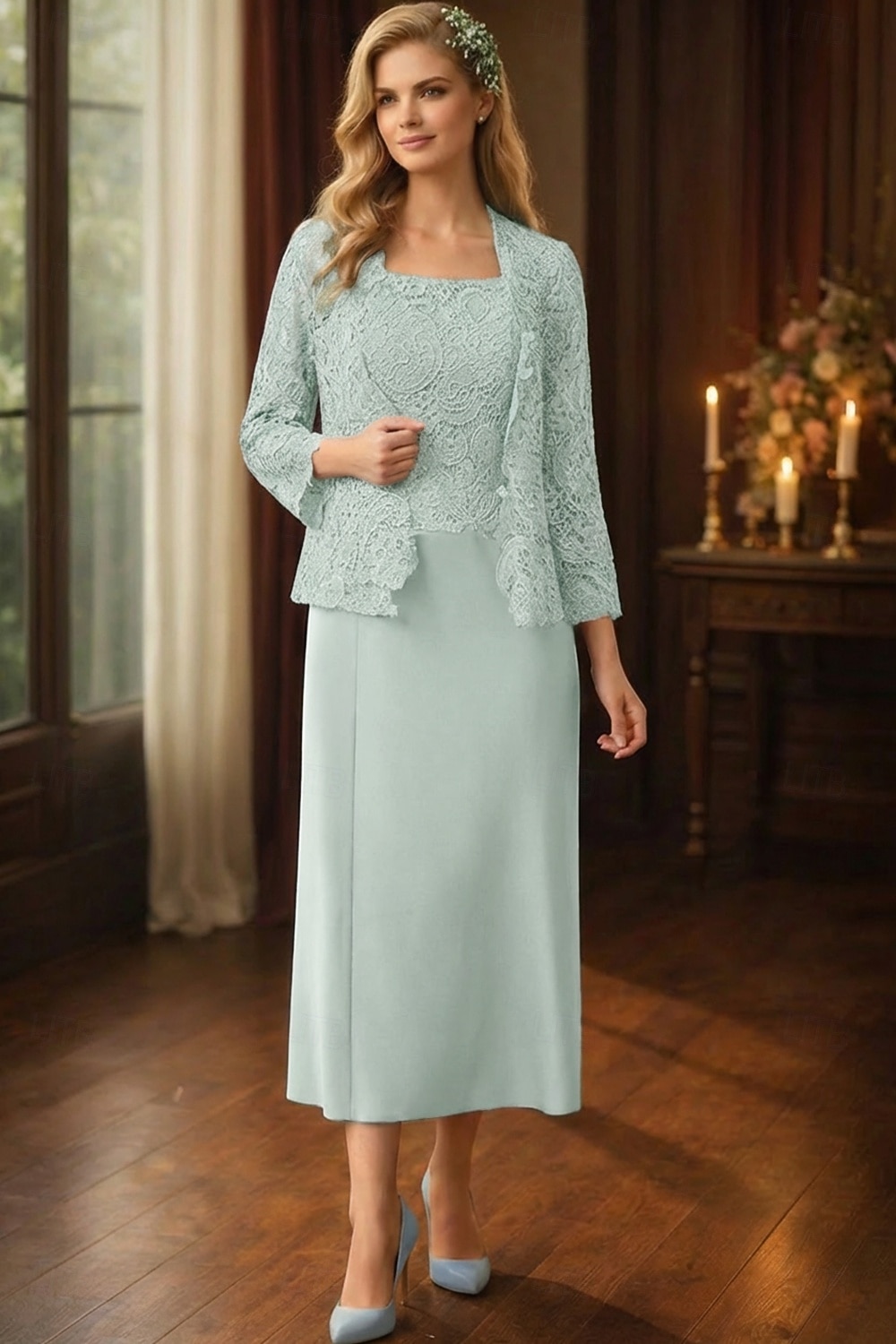 Conjuntos de vestidos Vestido de invitada de boda largo hasta el suelo Vestido de la madre de la novia Manga larga Cuello redondo Elegante Simple Invitada de boda con color sólido 2026 - $160.99 –P6