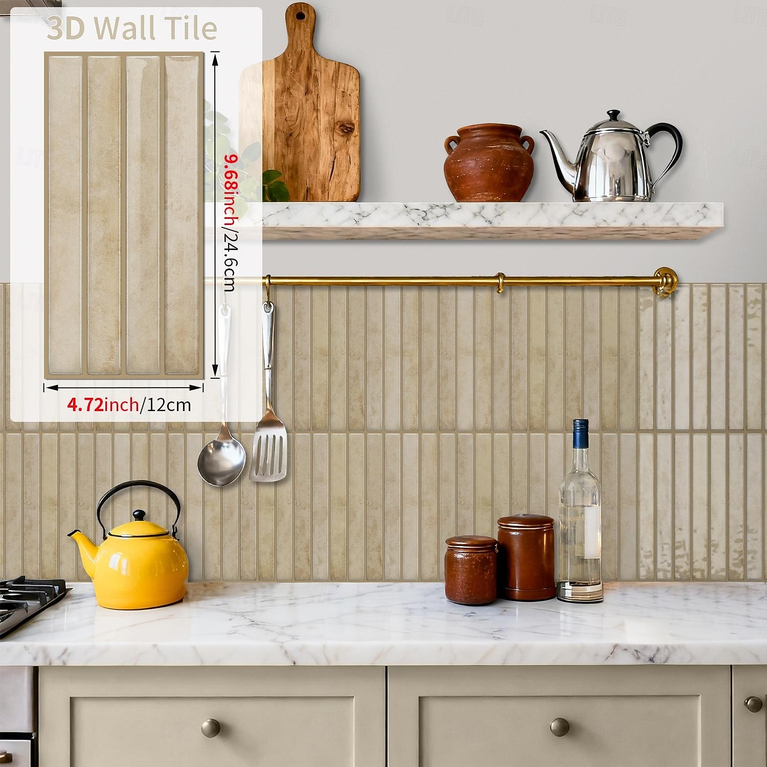 20pcs 3d Self-Adhesive Wall Imitation Tile Sticker, Light Beige Decorative Pattern Removable Wall Sticker, Used For Kitchen Back Fender, Bedroom Living Room Decoration Home Wall Renovation Decorative 2026 - $45.99 –P8