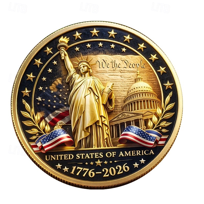 Moeda comemorativa do 250º aniversário dos EUA, moeda patriótica colecionável com a Estátua da Liberdade e o Capitólio. &Desenho de águia, lembrança de metal durável para exibição, 1776–2026 de 2026 por $19.99 –P2