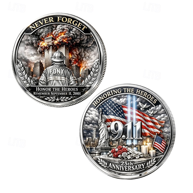 U.S. 9/11 Memorial Commemorative Coin, Honoring FDNY & Heroes, Patriot Flag & Tribute Design, 25th Anniversary Collectible Coin, September 11, 2001 Remembrance 2026 - $19.99 –P1