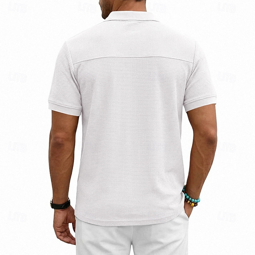 Per uomo Magliette Polo a Nido d'Ape Polo Casuale Streetwear Bavero Manica Corta Essenziale Moderno Semplice Tasca Leggero Estate Primavera Vestibilità regolare Nero Bianco Blu marino Verde scuro del 2026 a $21.99 –P3