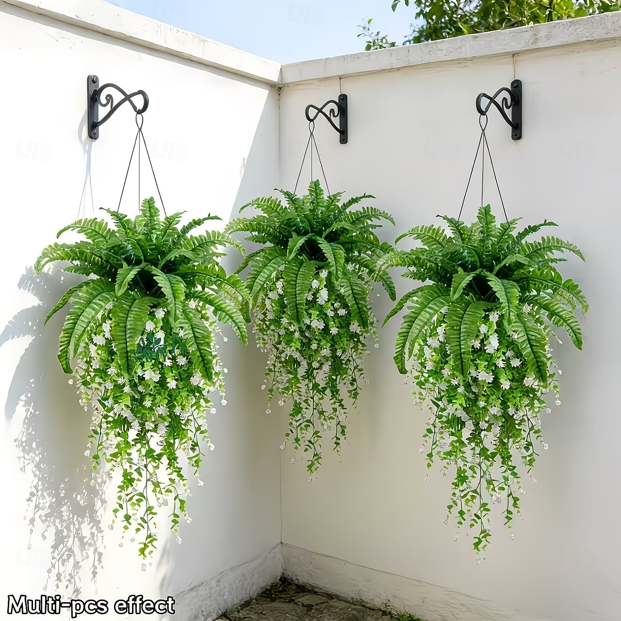 4 ks/sada umělých nástěnných závěsů s kamélií v kombinaci s bostonskými kapradinami, velká umělá venkovní zeleň a květiny, vhodné pro venkovní svatby, moderní zahradní dekorace 2026 - $19.99 –P4