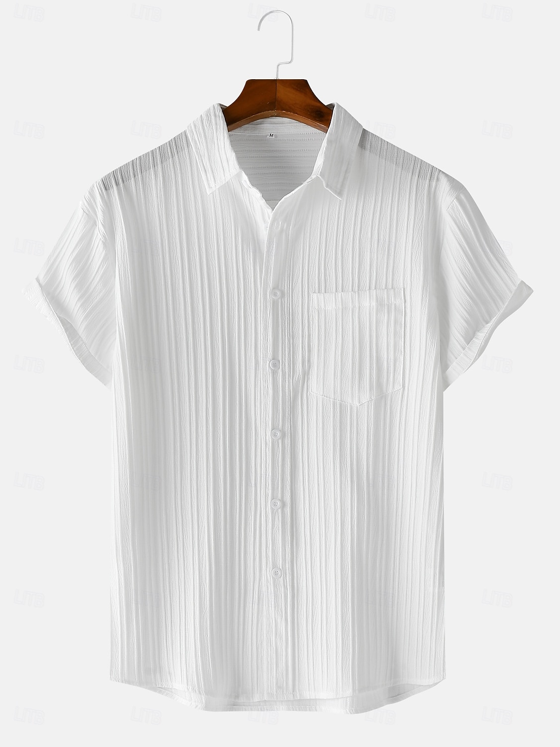 Men's Shirt Casual Shirt Beach Shirt Button Up Shirt Jacquard Shirt Black White Light Green Wine Blue Short Sleeve Solid Color Plain Lines / Waves Lapel Casual Streetwear Pocket Clothing Apparel 2026 - $20.99 –P3