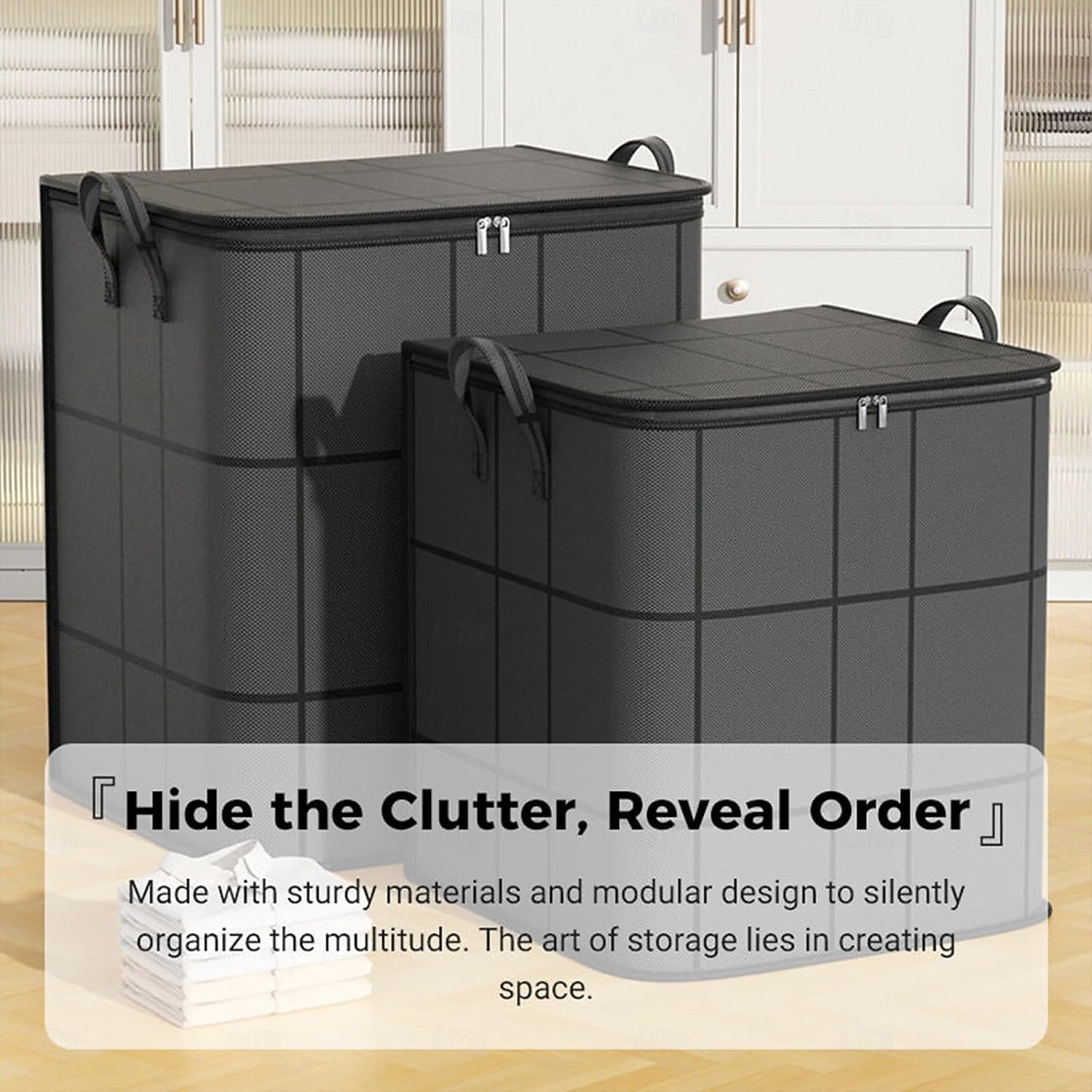 منظم لحاف وفراش مقاوم للغبار مكون من قطعتين، حقائب تخزين كبيرة قابلة للطي بمقابض معززة &سحابات متينة، خزانة ملابس مقاومة للماء &مساحة تخزين أسفل السرير للألحفة والبطانيات والوسائد 2026 - $22.99 –P5