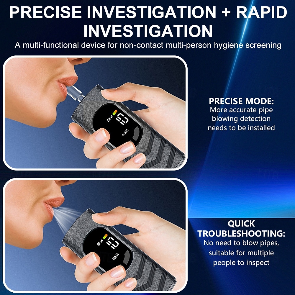 Professional Breathalyzer Alcohol Tester, High Precision Fuel Cell Electrochemical Sensor, Portable Digital Alcohol Detector, USB Type-C Rechargeable for Personal & Home Use 2026 - $28.99 –P6