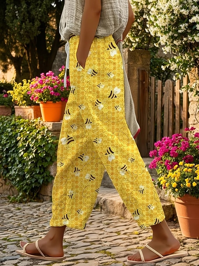Damen Freizeithose Hosen Hose Gerade Urlaub Mode Streetwear Volle Länge Mittlere Taille Blumen Grafik Tasche Elastischer Bund Druck Bequem Komfort Atmungsaktivität Unelastisch Täglich Outdoor 2026 - $36.99 –P7