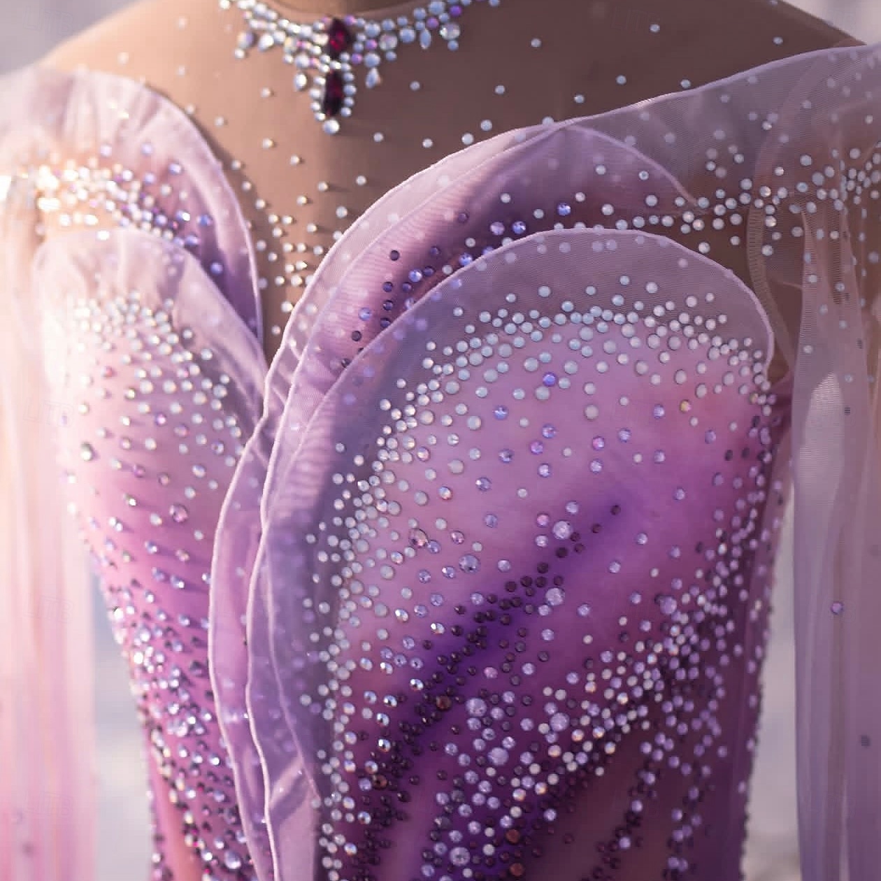 Vestido de patinaje artístico Mujer Patinaje Sobre Hielo Vestidos Morado Retazos Dedo Pulgar Elástico Entrenamiento Competición Ropa de Patinaje Clásico Cristal / Strass Manga Larga Patinaje sobre 2026 - $592.09 –P4