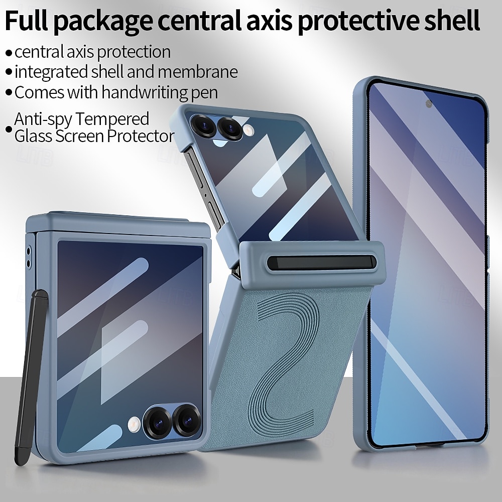 Phone Case For Samsung Galaxy Z Flip 7 Z Flip 6 Back Cover with Screen Protector PU Leather 2026 - $29.99 –P16