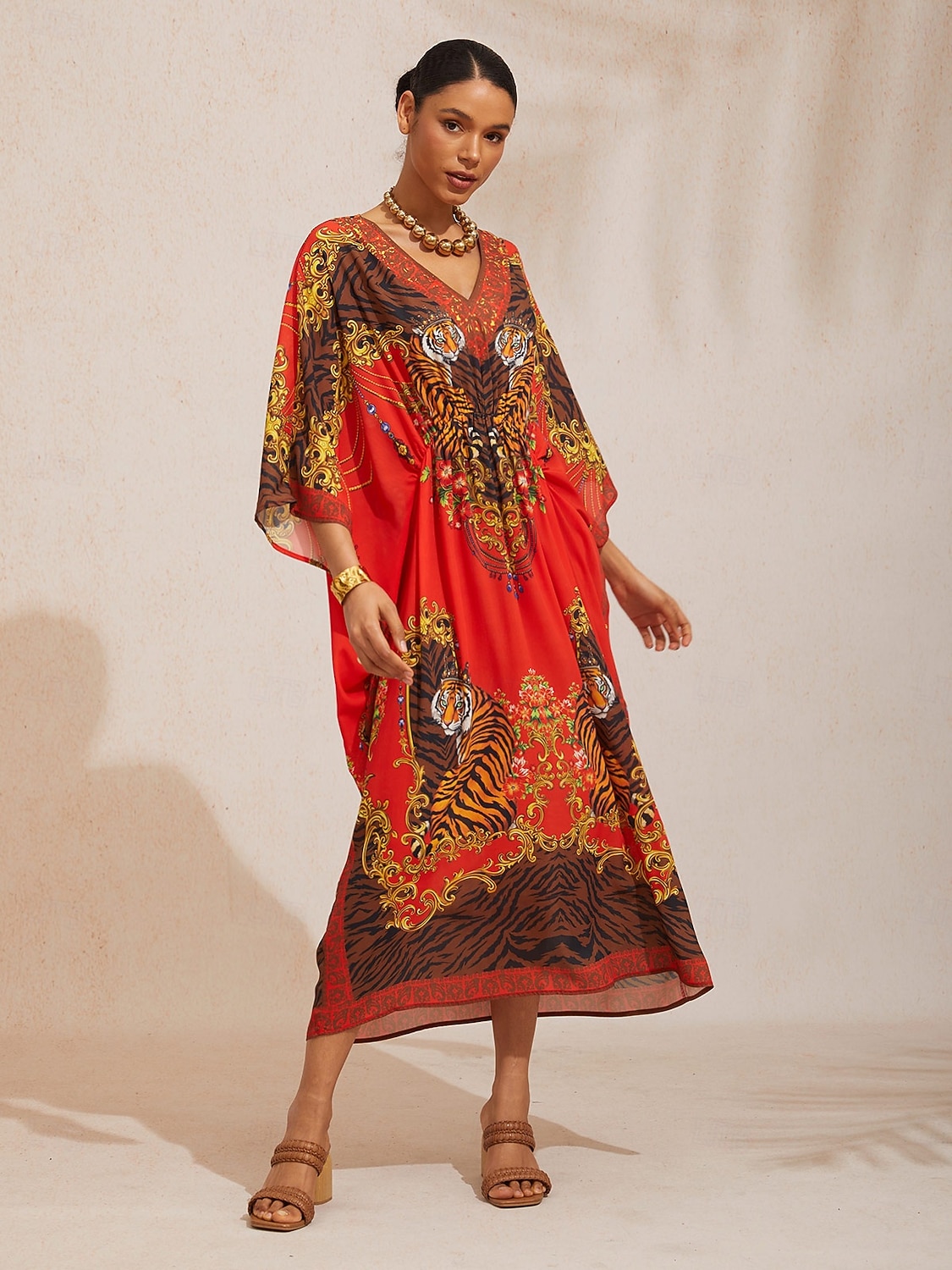 2026年 スカーレットティグレス フラウィーシフォン シャーリングカフタン  コレクション – $113.99 –P1