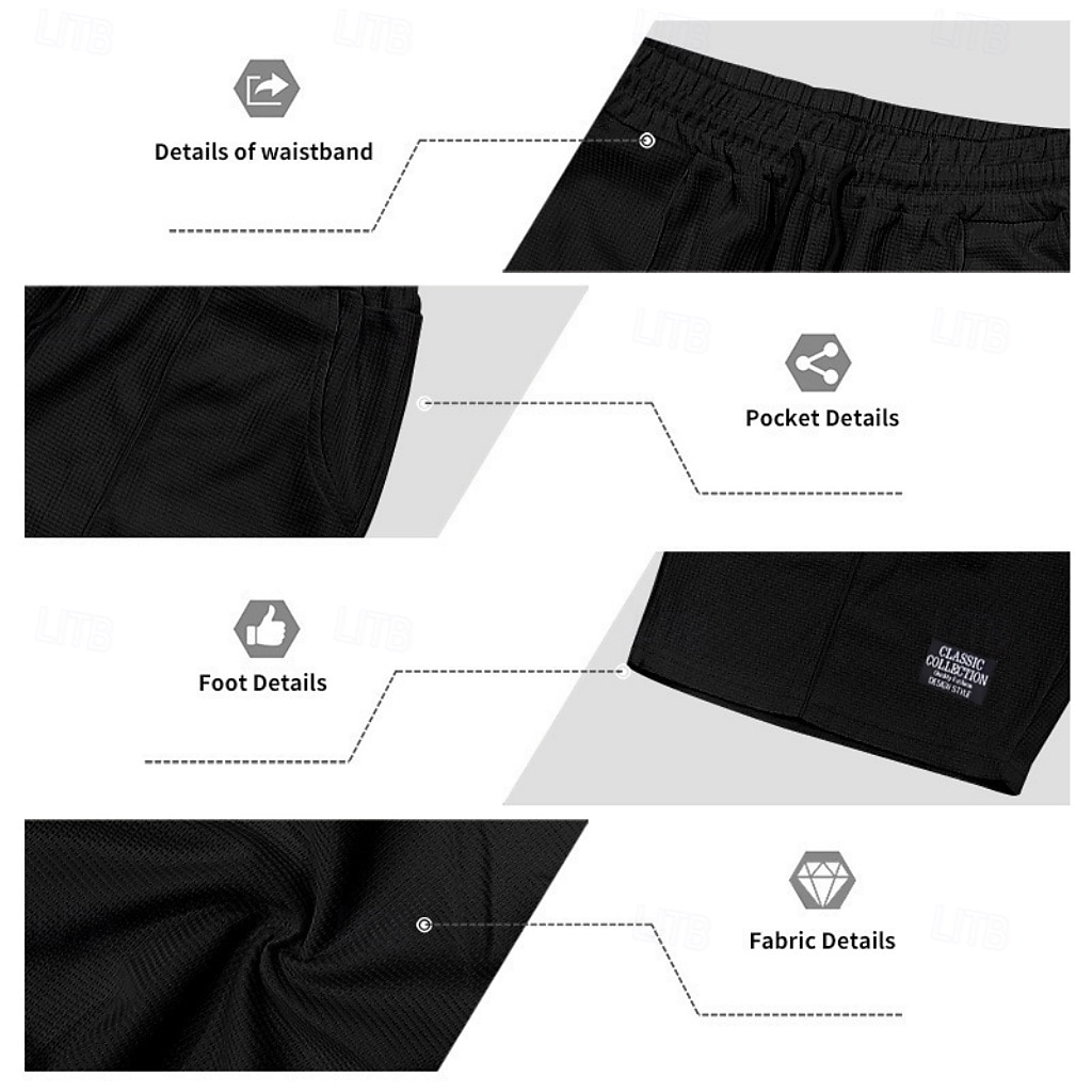 Hombre Pantalones cortos de gofres Pantalón corto Pantalones cortos de playa Pantalones cortos casuales Bolsillo Cintura elástica Plano Comodidad Transpirable Longitud de la rodilla Casual Exterior 2026 - $17.99 –P19