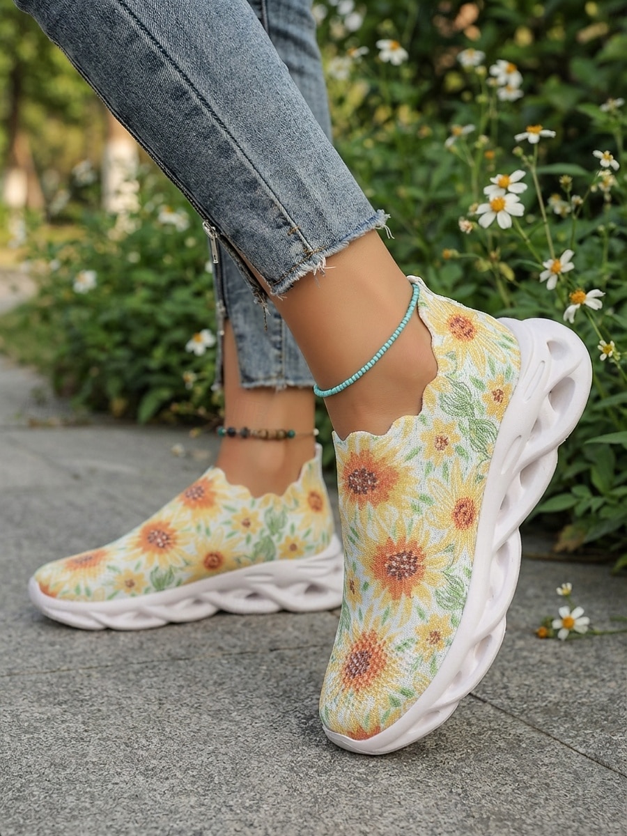 Teniși sport pentru femei cu imprimeu de floarea-soarelui, pantofi casual ușori, încălțăminte confortabilă și respirabilă pentru purtare zilnică, mers pe jos, sală, călătorii &ieșiri ocazionale 2026 - $26.99 –P1