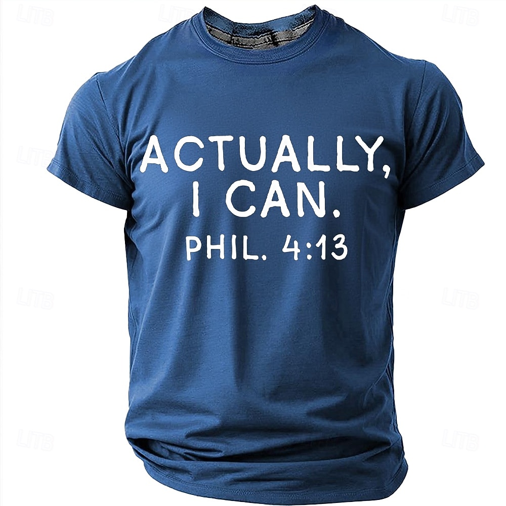 Men's Bible Actually I Can Phil 4 13 Bible Verse Inspirational Christian Faith Motivational T Shirt Graphic Casual Short Sleeve Church Wear Daily Gift Designer Clothing Apparel 2026 - $19.99 –P1