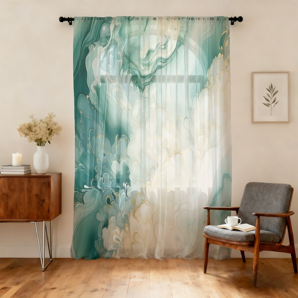 Tenda trasparente per finestre, adatta a tutte le stagioni, per camera da letto e soggiorno, con asta, motivo floreale dipinto a inchiostro, effetto morbido e nebbioso, elegante e leggera. del 2026 a $14.49 –P18