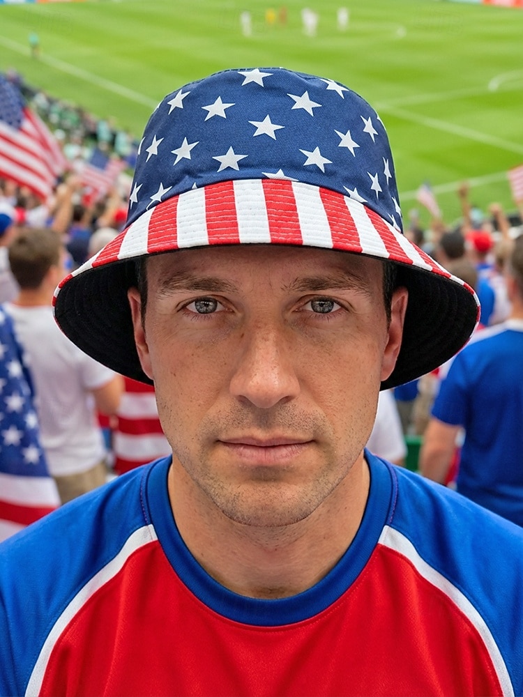 Wendbarer Herren-Fußballhut aus Polyester mit US-Flaggenmuster, leichte Kappe für Fans am Spieltag, für Anhänger, Freizeitsport und Outdoor-Aktivitäten 2026 - $11.99 –P3