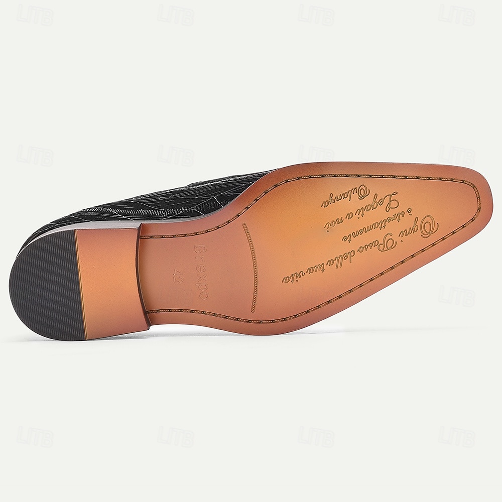 Premium herenloafers van echt zwart lakleer met spitse neus en franjes, geschikt voor zakenlieden, bruiloftsgasten, banketten, feesten en luxe avondkleding. 2026 - $109.99 –P7