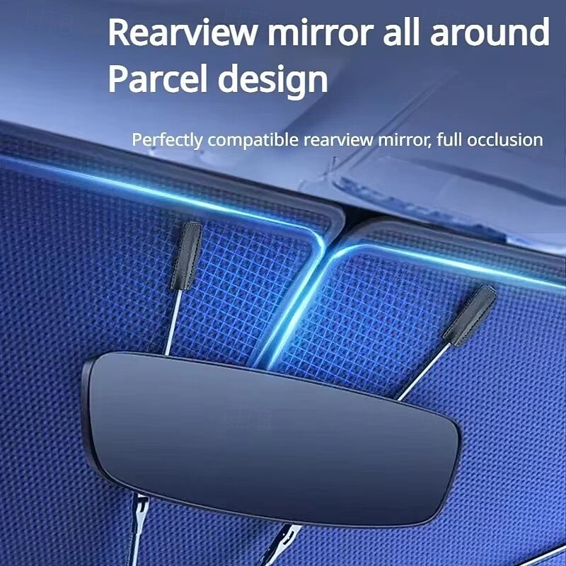 Car Windshield Sun Shade Umbrella, Foldable Front Window Sunshade with Rearview Mirror Cutout, Reflective Heat Shield Blocks 99% UV Rays for Sedan SUV Truck, Keeps Car Cool, Leather Case 2026 - $23.99 –P9