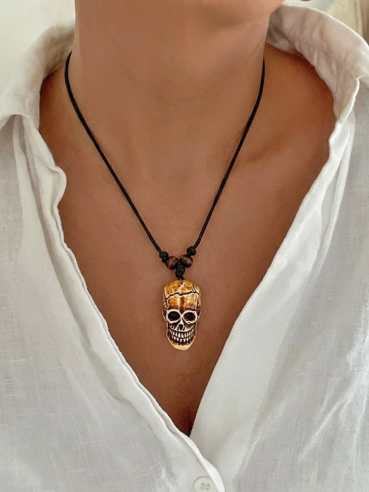 Halsketting voor heren in bohemian vintage stijl, gemaakt van acryl, met verschillende hangeropties, waaronder een schildpad en ivoor, en een verstelbaar koord. Ideaal voor een strandvakantie, 2026 - $7.99 –P5