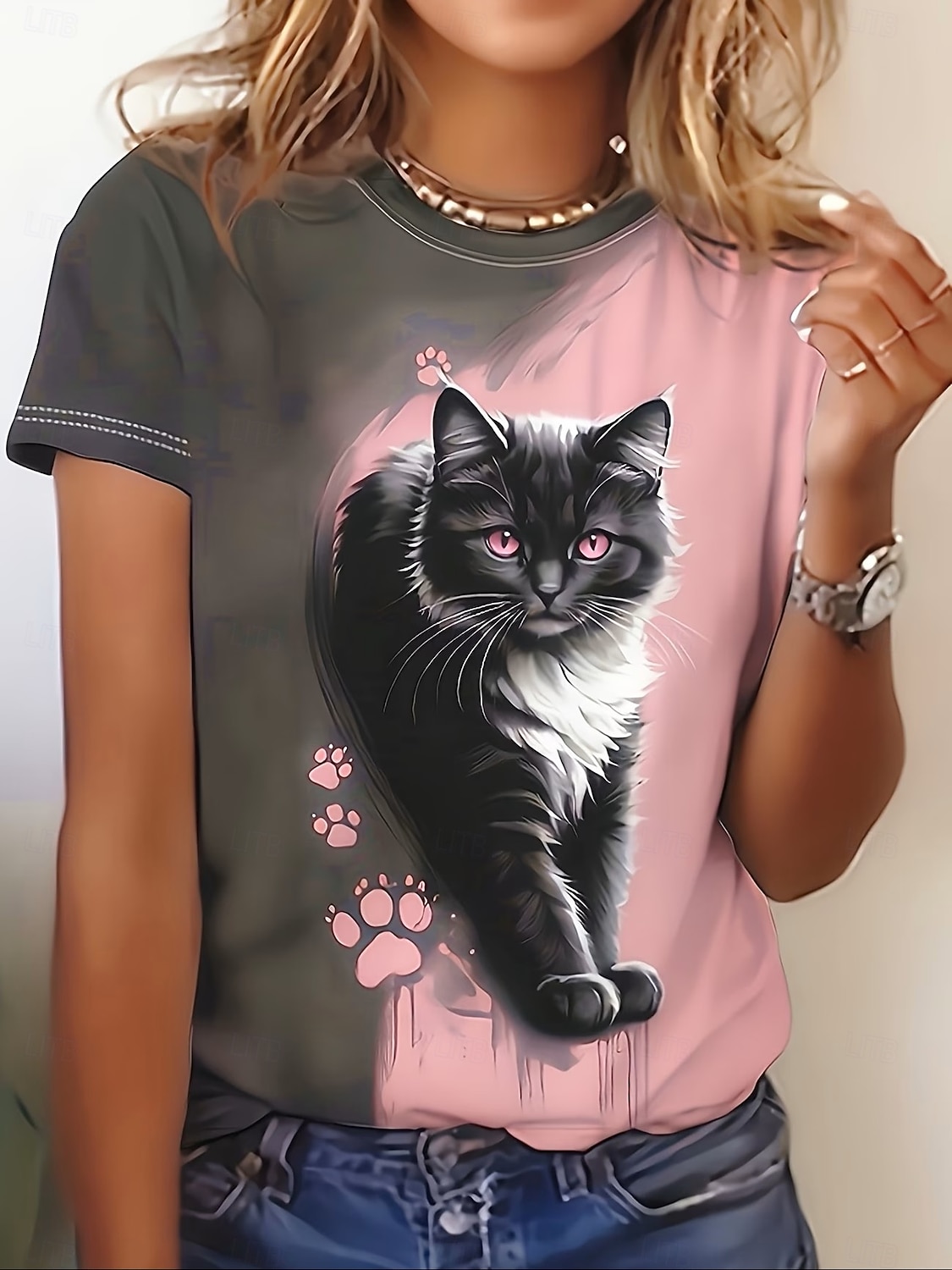 Pentru femei Tricou Imprimeu Grafic Animal Leopard Epocă Stilat Clasic Manșon scurt Stil Nautic Rotund Topuri obișnuite Zilnic Sfârșit de săptămână Alb Roz Prăfuit Kaki Vară Primăvară Toamnă Iarnă 2026 - $21.99 –P1