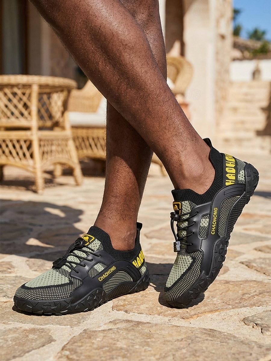 Men's Gray and Black Outdoor Sneakers Lace-Up Lightweight Breathable Comfort Walking Shoes Durable Sport Casual Footwear for Outdoor Resort, Vacation Travel, Warm Weather 2026 - $34.99 –P1