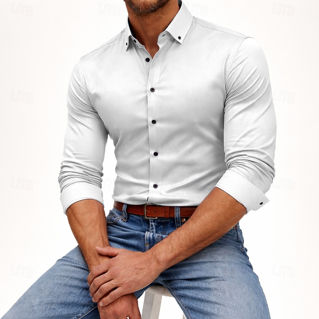 Herr Skjorta Button Down skjorta Rutig Dagligen Företag Blå Ljusblå Vit Rosa Långärmad Nedvikt Alla årstider Kläder Lappverk 2026 - $28.99 –P3