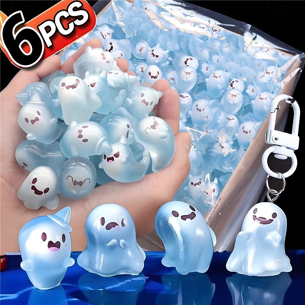 6 Pcs Glow in The Dark Ghost Keychains,  Cute Kawaii Mini Cartoon Resin Ghost Key Chain Charms for Backpacks, Bags, Halloween Party Favors, Gifts for Kids Adults 2026 - $13.49 –P1
