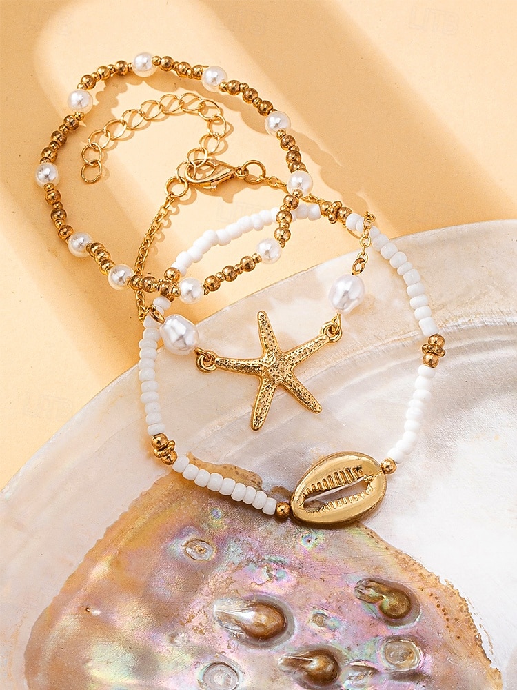 Σετ γυναικείων ελαστικών βραχιολιών μποέμ στυλ, 3 τεμάχια, υλικό κράματος αλουμινίου, χρώματα χρυσού & ασημί, ρυθμιζόμενη εφαρμογή, ιδανικό για διακοπές στην παραλία, casual καθημερινή χρήση 2026 - $7.99 –P7