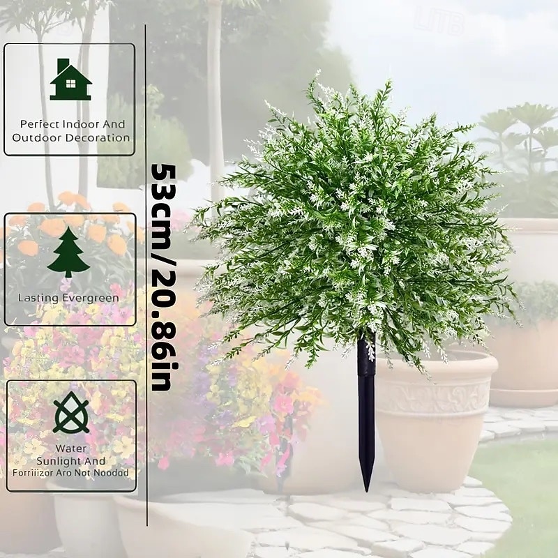 Estaca de lavanda artificial de 20 pulgadas para decoración de exteriores, estacas blancas para jardín. &Césped, plástico resistente que no se decolora, decoración para todas las estaciones. 2026 - $25.99 –P1
