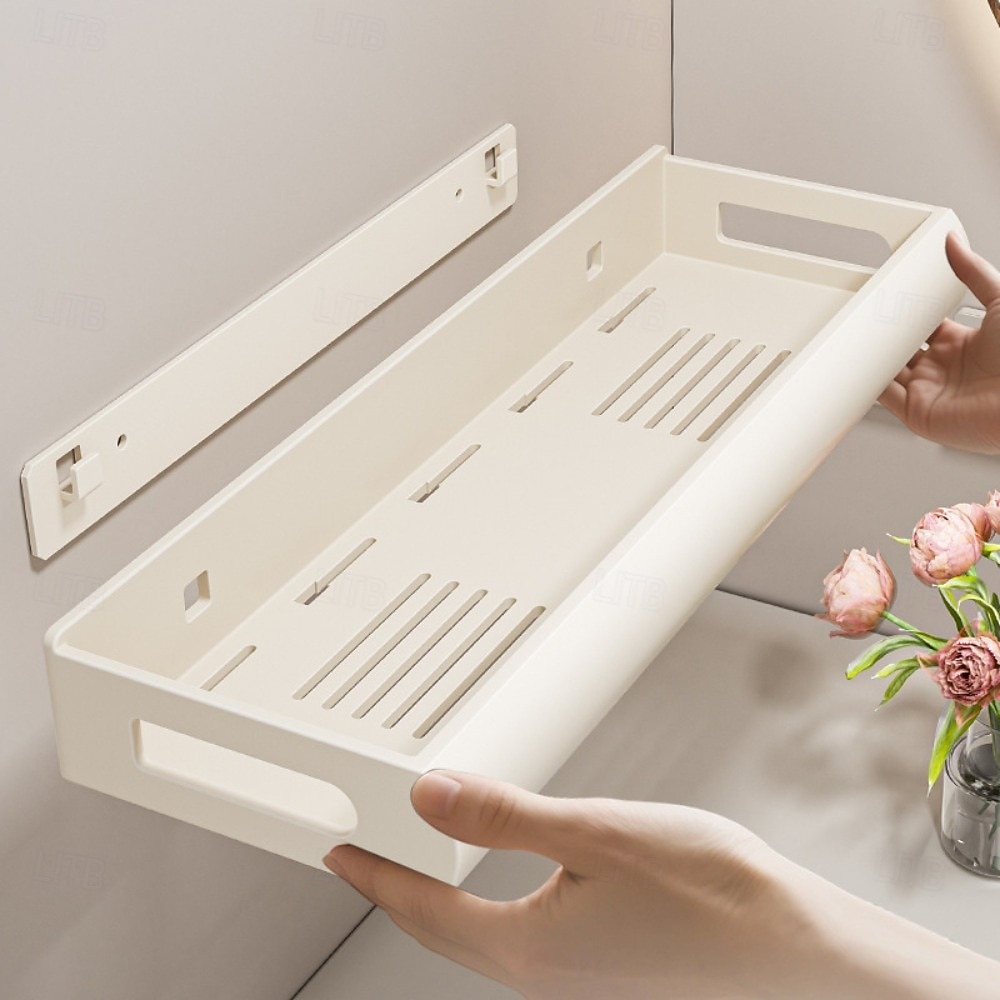 Prateleira de parede para banheiro, estilo creme, 30/40/50 cm – organizador para pia e vaso sanitário, sem necessidade de furar, economiza espaço, durável, fácil de instalar, perfeito para organizar o de 2026 por $18.99 –P3