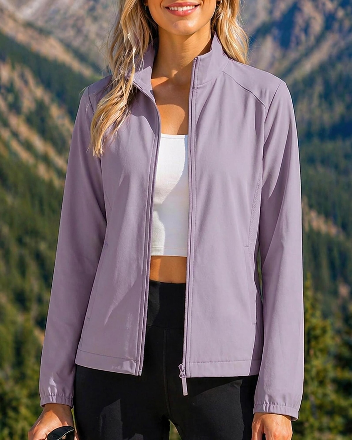 Women's Windbreaker Softshell Jacket Hiking Jacket Outdoor Sun Protection Quick Dry Lightweight Breathable Hiking Outfits Hiking Clothes Summer Spring Jacket Climbing Camping / Hiking / Caving Solid 2026 - $34.99 –P9