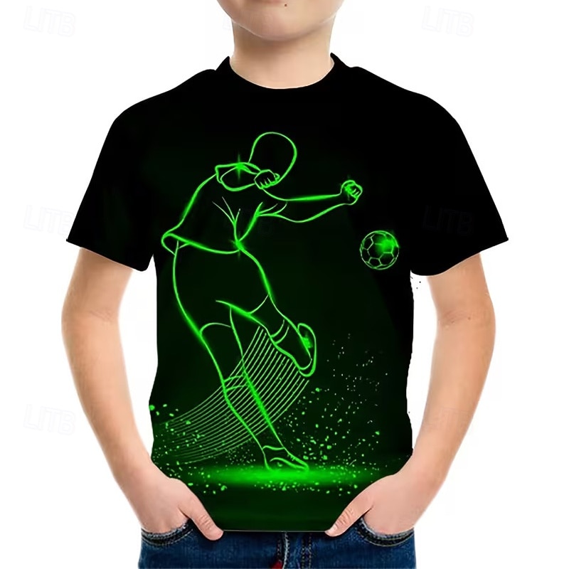 Para Meninas 3D Gráfico Futebol Americano Camisetas de futebol Camisa Camiseta Manga Curta Impressão 3D Verão Primavera Esportes Moda Roupa de rua Infantil 7 - 9 anos Gola Redonda Casual Diário Ao ar de 2026 por $13.49 –P1