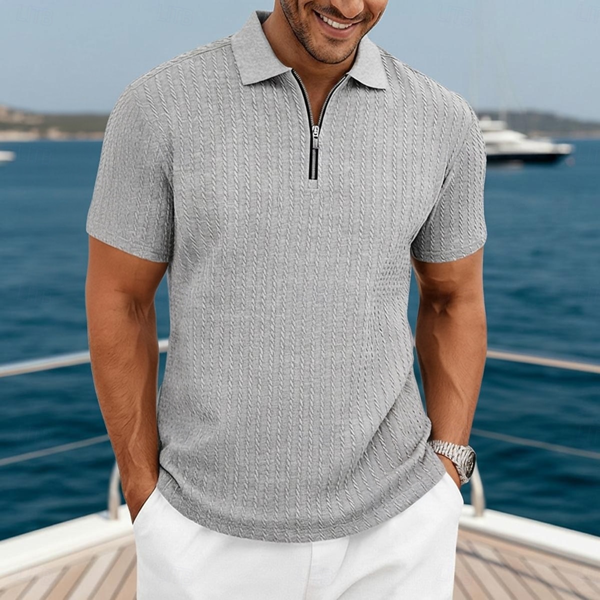 Men's Polo Polo Shirts Casual Daily Quarter Zip Short Sleeve Fashion ...