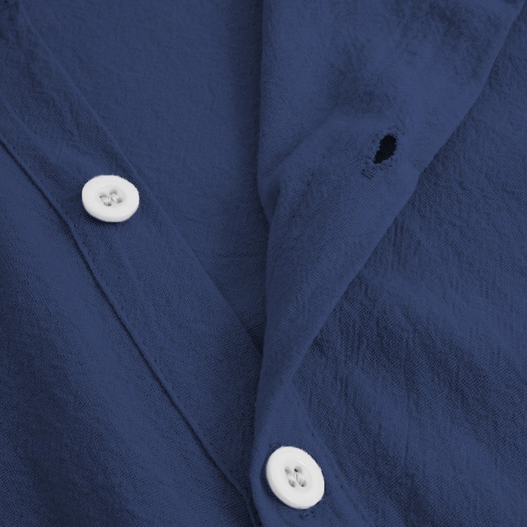 Per uomo Camicia Camicia di lino Camicia Estiva Abbigliamento da spiaggia Camicia con Bottoni Semplice Casuale Spiaggia Nero+Bianco+Grigio Blu navy + blu + bianco Kaki+Verde+Blu navy Blu navy + blu del 2026 a $41.99 –P4