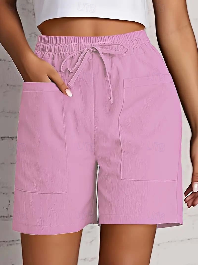 Per donna Bermuda Chinos Shorts Pantaloni Eleganti Vacanza Essenziale Comfort Corto Vita Alta Semplice Coulisse Comodità Elasticizzato Quotidiano Casual Quotidiano Blu Rosso Aalbicocca Nero Estate del 2026 a $20.99 –P5