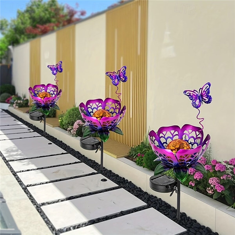 ulkona käytettävä aurinkokennoinen tulppaanipuutarhavalo IP65 vedenpitävä metallinen kukkakuvio, ihanteellinen sisäpihalle, pihalle ja polulle, aurinkopuutarhan koristeeksi, nurmikon sisustukseen, 2026 - $23.99 –P6