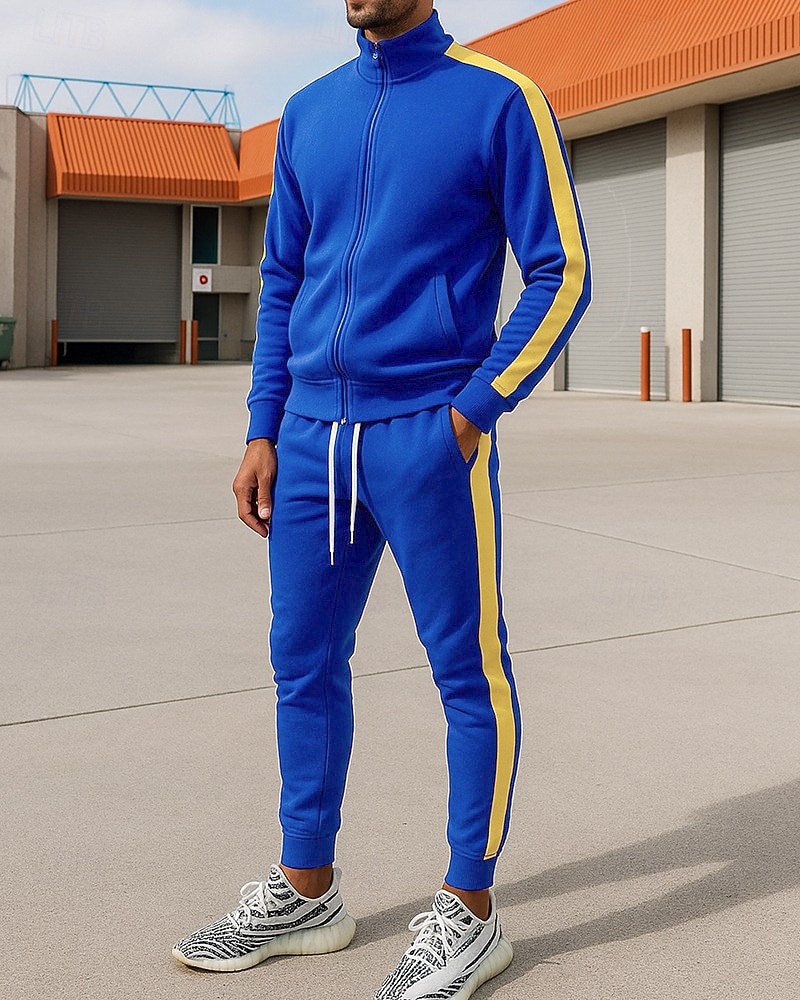 رجالي بدلة رياضية بذلة الهرولة مجموعات بدلات رياضية افتح السحاب ألوان متناوبة أطقم ملابس رياضية خريف & شتاء أسود أصفر الخارج السفر رياضات دافئ كم طويل رياضة ألبسة رياضية مرن نسبياً عادي 2026 - $47.99 –P9