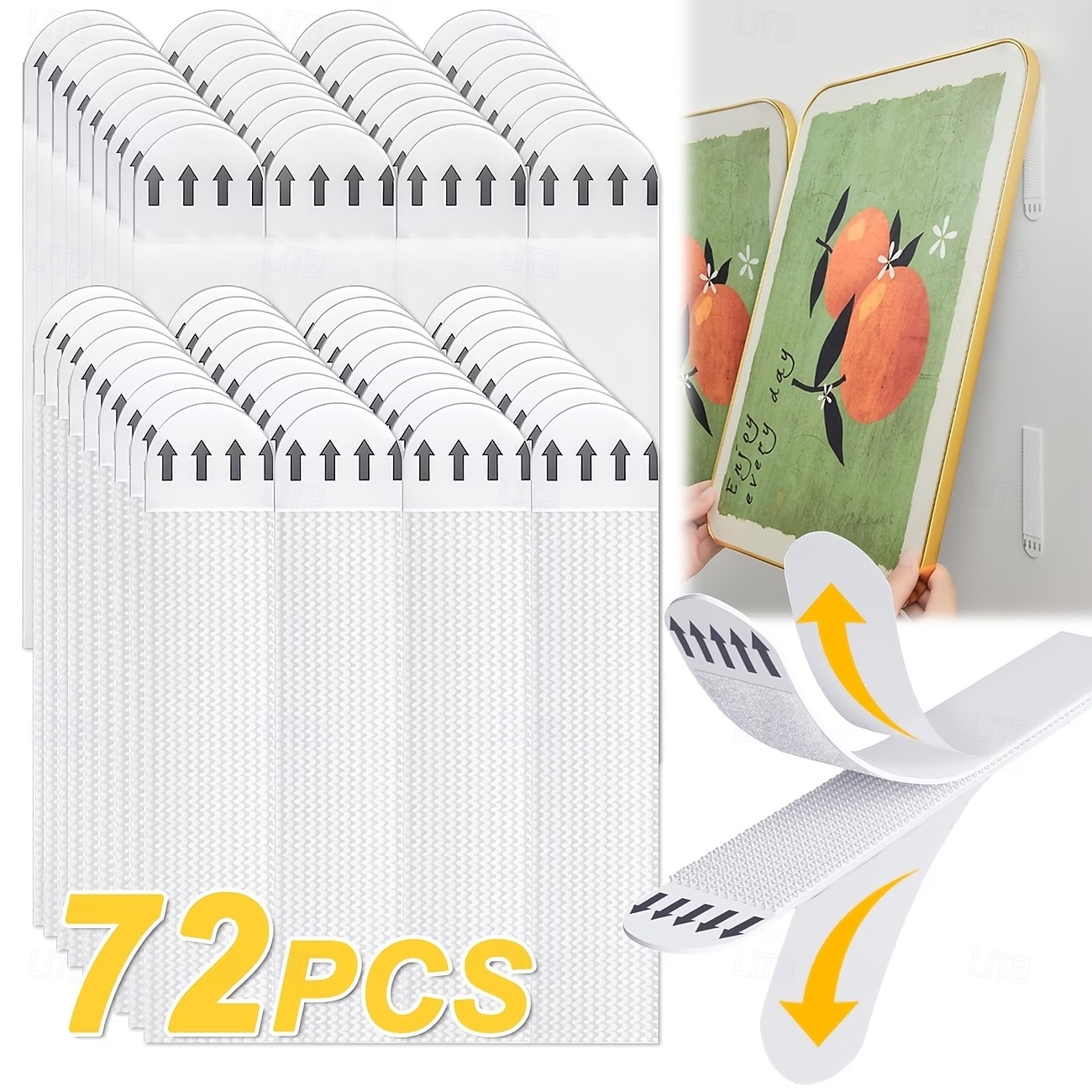 72 универсальных полиамидных полоски для подвешивания картин, не требуют сверления, снимаются с обеих сторон, обеспечивают прочную клеевую фиксацию, долговечны и водонепроницаемы, идеально подходят 2026 - IDR Rp311530 –P1