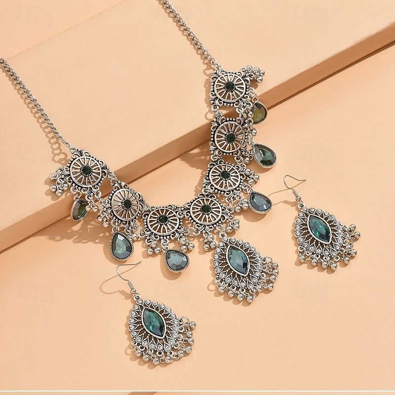 Jewelry Set Two-piece Suit Chrome 1 Necklace Earrings Women's Vintage Fashion Jewelry Set For Party Evening Wear 2026 - $28.99 –P5