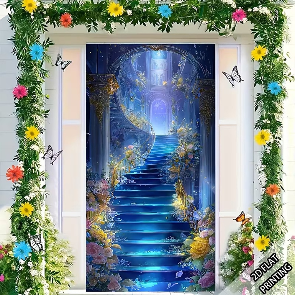 Fantasy Enchanted Forest Glowing Mushroom Door Banner Magic Fairytale Waterfall Nature Scenery Door Cover 3D Mystical Jungle Fireflies Wall Tapestry For Kids Room Bedroom Decor 2026 - $17.99 –P3