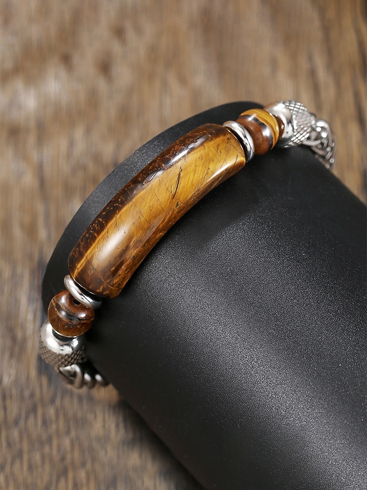 Bracelet bohème pour homme en acier titane et pierres naturelles, bracelet à maillons multicolores idéal pour les vacances à la plage, les tenues d'été décontractées et le quotidien. de 2026 ? $11.99 –P6